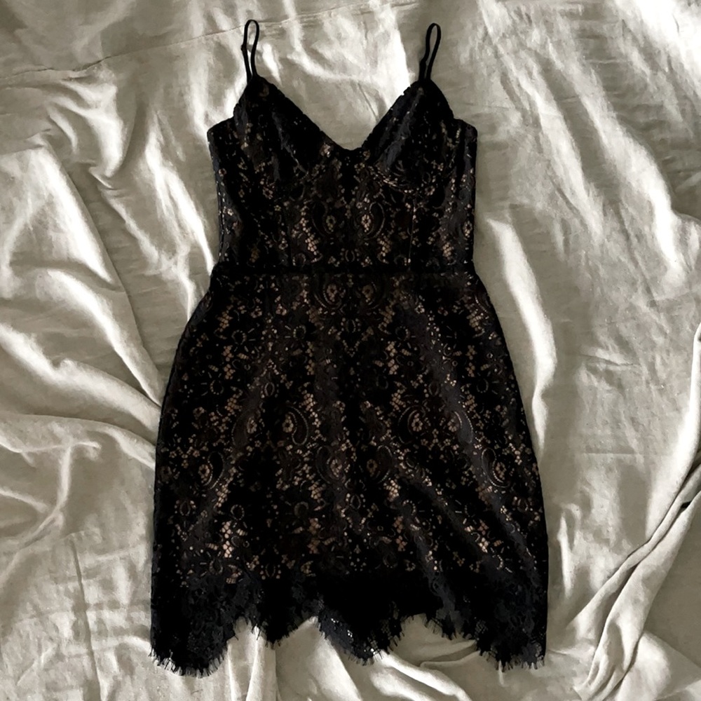 FOR LOVE & LEMONS Vika Black Lace Mini Bustier Dress - Picture 2 of 5